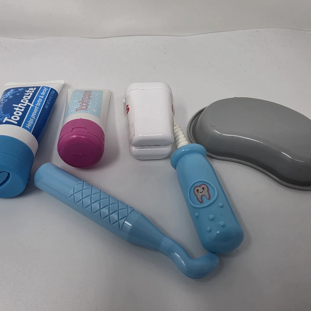 Play Dentist Dental Floss Toothpaste Tray Instruments Plastic Lot